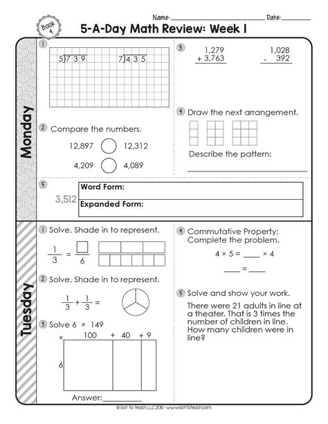 10 4th Grade Math Review Worksheets Worksheets Decoomo