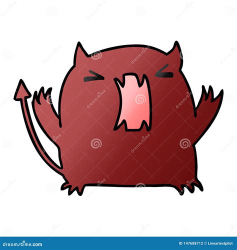 Gradient Cartoon Of A Cute Kawaii Devil Stock Vector Illustration Of