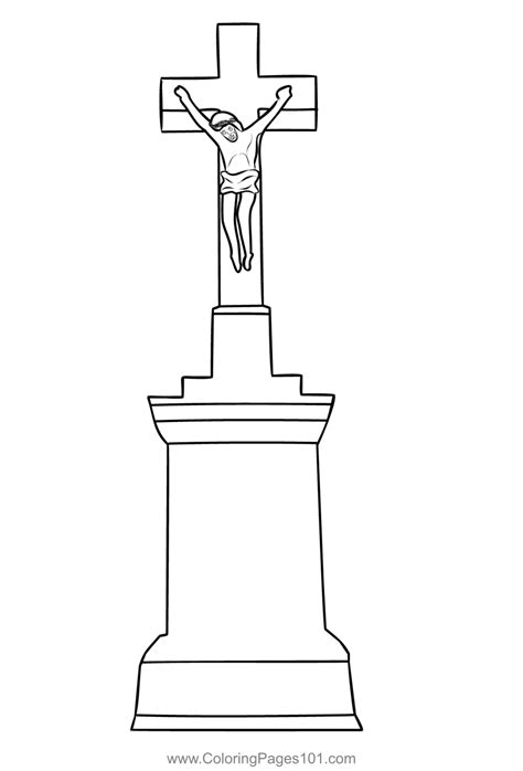 Jesus On Cross Coloring Page For Kids Free Christianity Printable