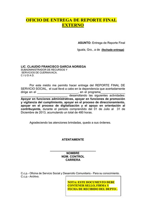 Ejemplo De Un Oficio Documento