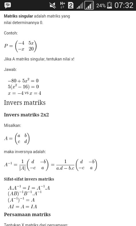 Kumpulan Contoh Soal: Contoh Soal Matriks Singular