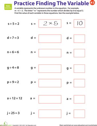 This process is also called. Practice Finding the Variable #2 | Worksheet | Education ...