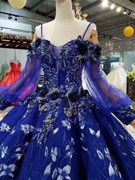 Blue Cold Shoulder Simple Luxury Trailing Color Wedding Dress Fancy