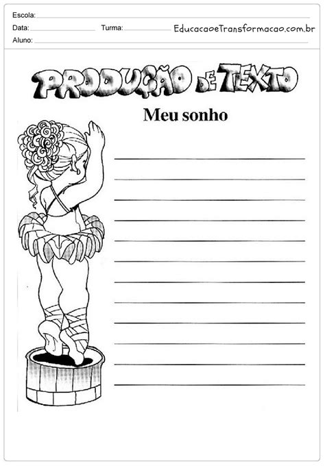 Meu Sonho Atividades De Produção De Texto 5º Ano Educação E