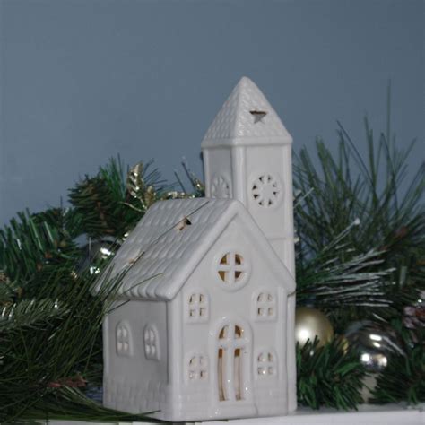 Led Lighted Christmas Ceramic House White 875 In 2020 Led Christmas