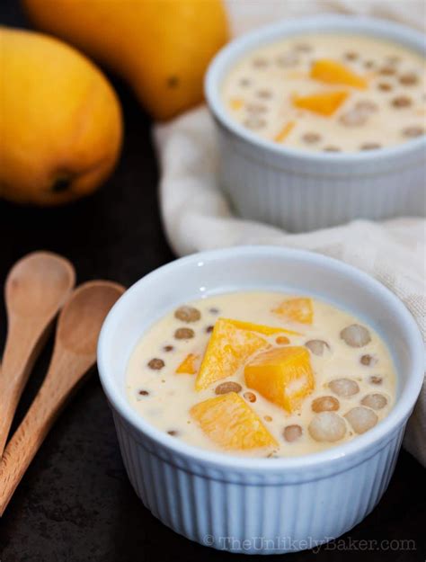 Mango sago is a popular dessert made with ripe mangoes, sago and milk. Mango Sago Recipe - Filipino Dessert - The Unlikely Baker