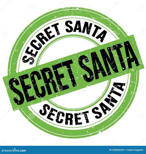 Secret Santa Text Written On Green Black Round Stamp Sign Stock