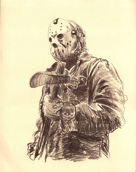 Friday The 13th Jason Voorhees Fanart Geek Drawing Charcoal