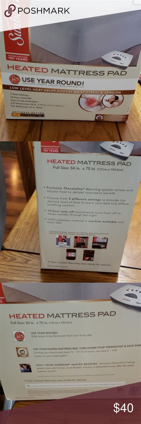 The pad, however, will send that heat up to your body, making sure not to waste any of it. Sunbeam full Size mattress heating pad NWT (With images ...