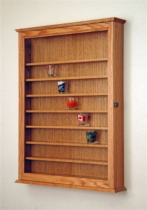 72 Oak Shot Glass Display Case Cabinet