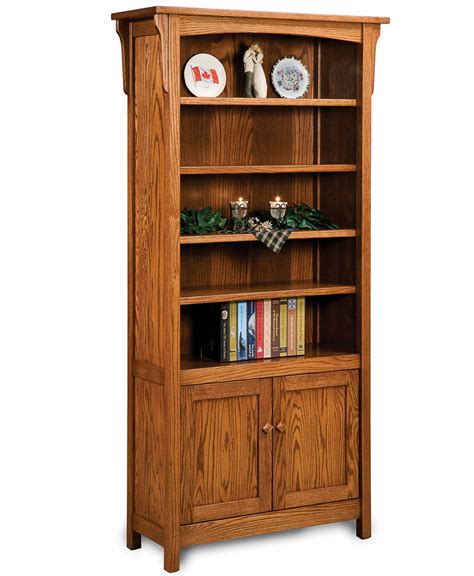 Bridger Mission Bookcase With Doors Amish Direct Furniture