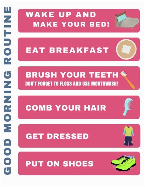 Develop A Morning Routine Printable Chart To Help Get Back On Track