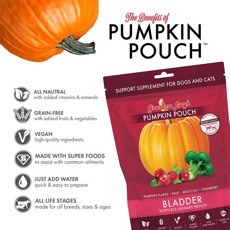 Grandma Lucys Pumpkin Pouch Bladder Freeze Dried Dog And Cat Food Topper