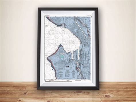 Seattle Washington Noaa Nautical Chart Map Poster Nautical Etsy