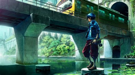 Anime Anime Boy Fishing Rod Hd Wallpapers Desktop And