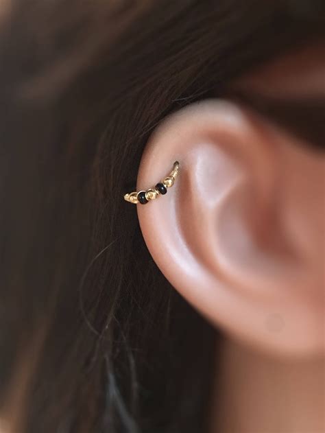 K Gold Helix Earring Hoop Upper Lobe Earring K Cartilage Etsy
