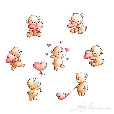 7 Teddy Bear Valentines Clipart Love Bears Clipart Love Etsy Teddybär Zeichnen Bär