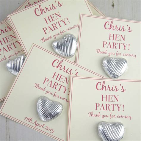 Personalised Hen Party Chocolate Heart T Favours By Tailored