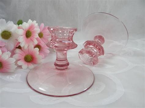 Pretty In Pink Glass Candle Holders Candlesticks By Secondwindshop 14 50 Pink Candles