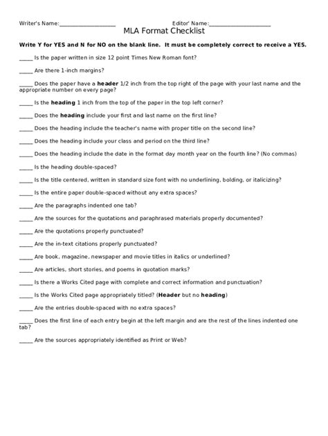 Mla At Checklist Doc Template Pdffiller