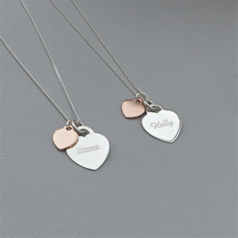 Sterling Silver Personalised Duo Heart Necklace Jewellery Evy Designs