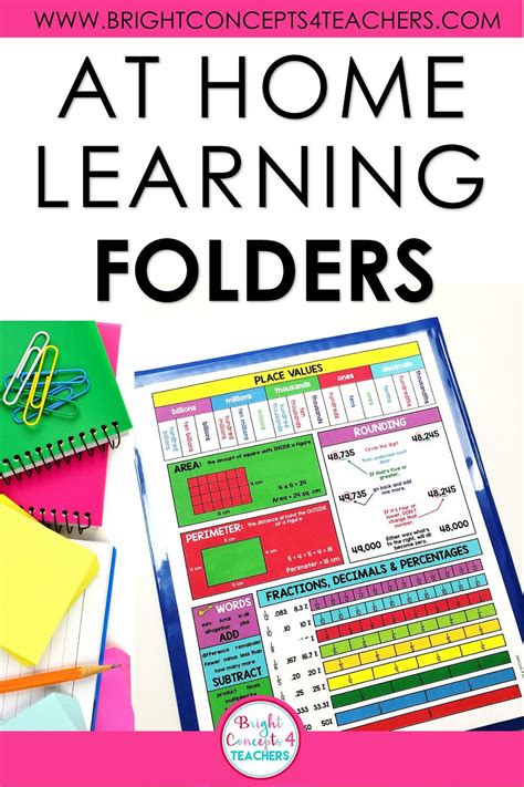 Editable Student Learning Folders Home Learning Math Activities