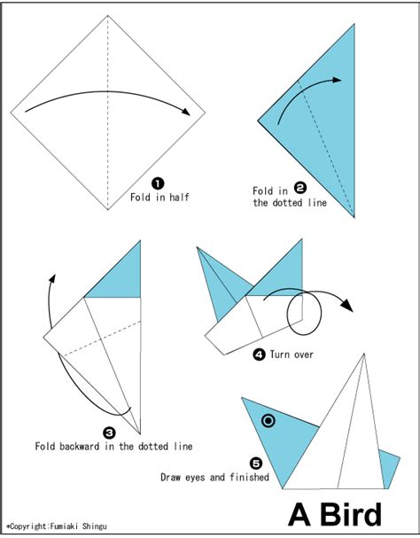 Origami A Bird Easy Origami Instructions For Kids