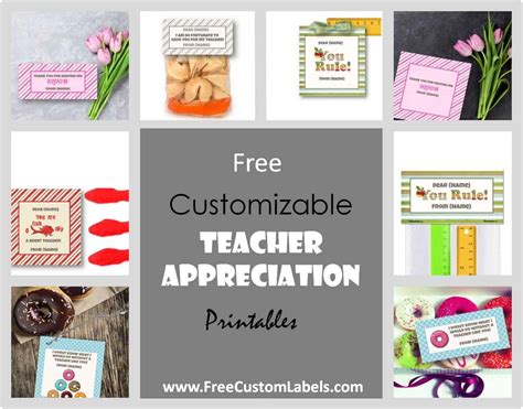 teacher appreciation printables customize