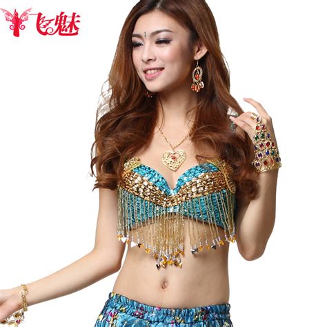 Womens Belly Dance Costume Butterfly Hanging Silver Beads Bra Sexy