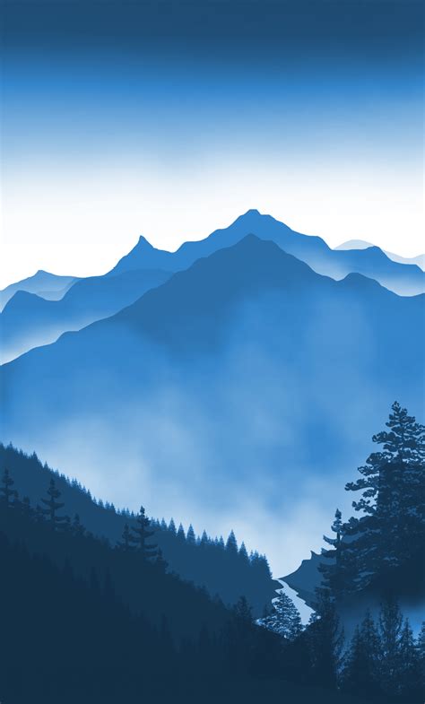 Download 1280x2120 Wallpaper Mountains Mist Horizon Sunrise Nature