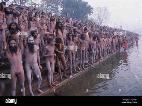 Naga Naked Sadhus From The Juna Akhara Ready To Bathe In The Shipra