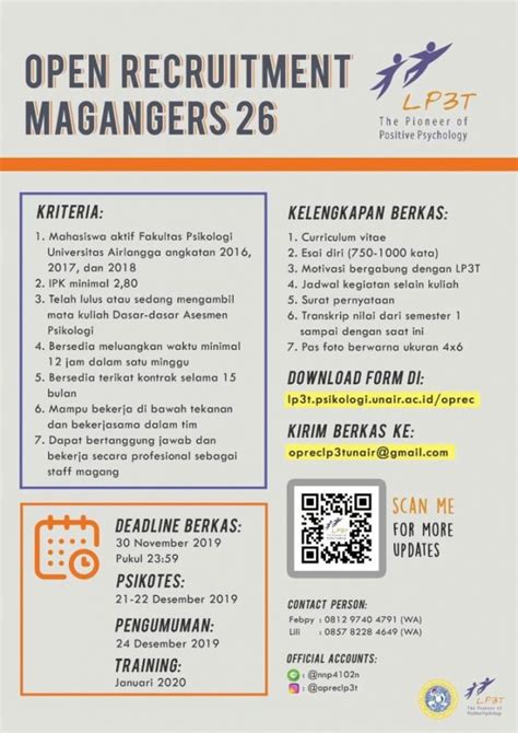 Open Recruitment LP3T Magangers 26 Fakultas Psikologi Universitas