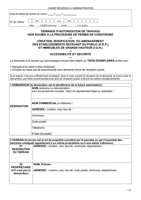 Modelé de demande d autorisation de travaux France DOC PDF page