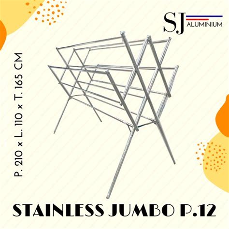 Jual Jemuran Baju Pakaian Stainless Steel Super Jumbo 12 Palang 210