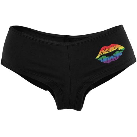 Lgbt Rainbow Pride Flag Kiss Lips Black Womens Booty Shorts Wish