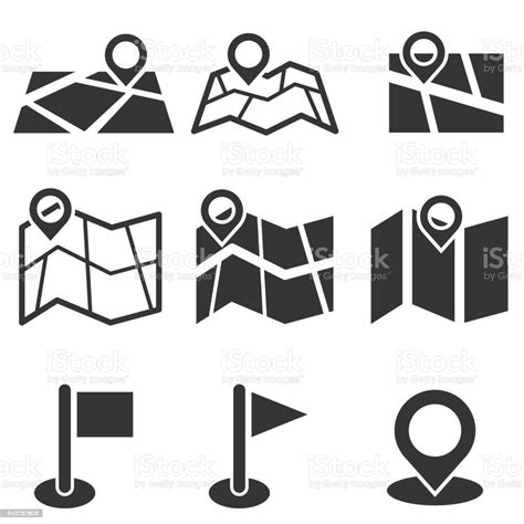 Map Icon Set Stock Illustration Download Image Now Direction Map