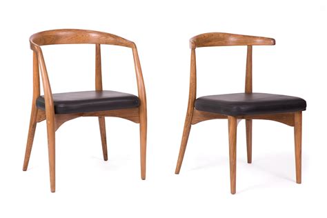 Luxury faux leather tub chair armchair sofa seat for dining living room office. Lawrence Peabody Oak Walnut and Leather Dining Chairs ...