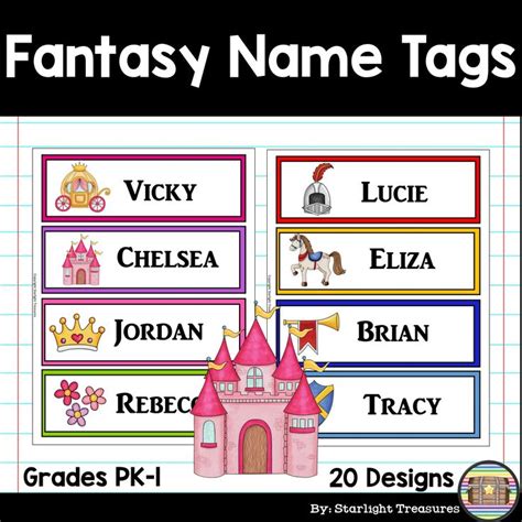 Fantasy Name Tags Editable Fantasy Names Name Tags Fantasy