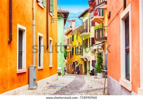 Small Town Narrow Street View Colorful Stock Photo Edit Now 718990960