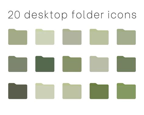 Green Desktop Folder Icons Aesthetic Organizing Icons Etsy