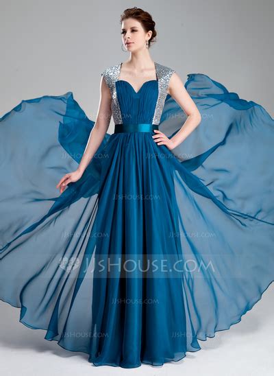 A Line Princess Sweetheart Floor Length Chiffon Prom Dress With Ruffle 018019736 Jjshouse