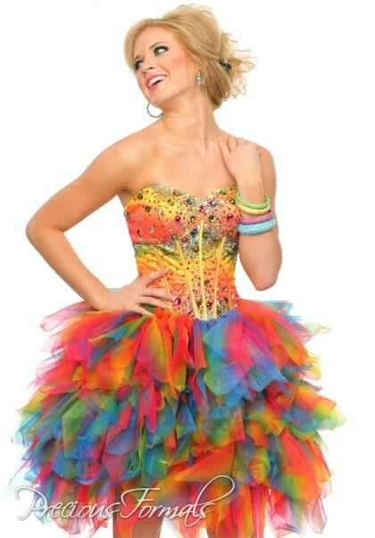 Rainbow Dress Colorful Homecoming Dresses Funky Dresses Multi Color