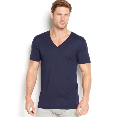 Polo Ralph Lauren Mens Supreme Comfort V Neck T Shirt 2 Pack In Blue