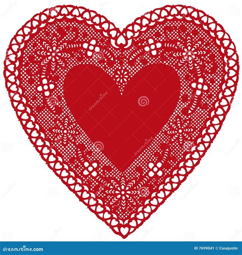 Red Lace Heart Doily On White Background Stock Image Image 7699041