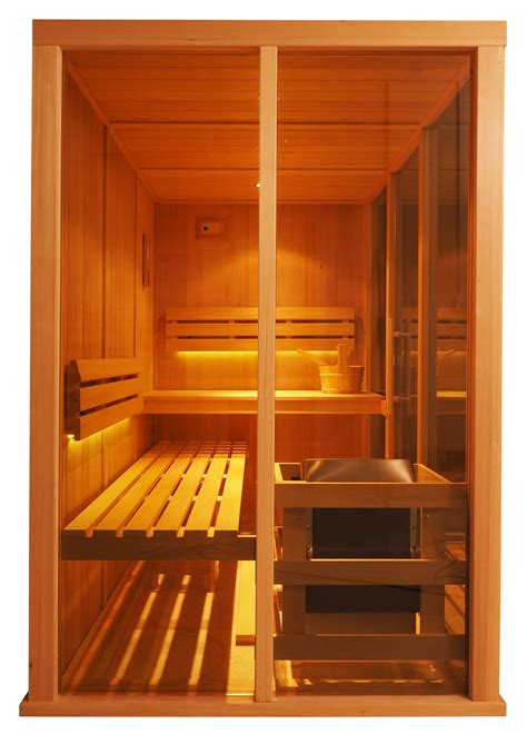 v2030 cabina de sauna finlandesa vision para 3 personas con madera hemlock abachi y dos