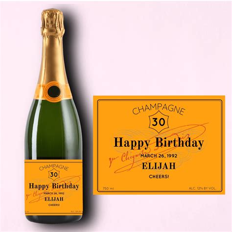 Birthday Champagne Label Personalized Happy Birthday Etsy Canada