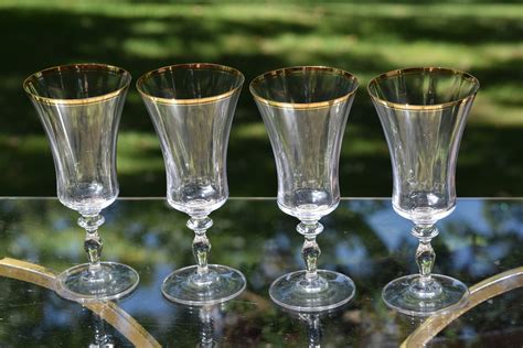 vintage gold rimmed wine glasses set of 4 jamestown clear ~ mikasa ~ 8 oz ice tea elegant