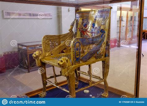 The Golden Throne Of Tutankhamun In The Egyptian Museum In Cairo Egypt
