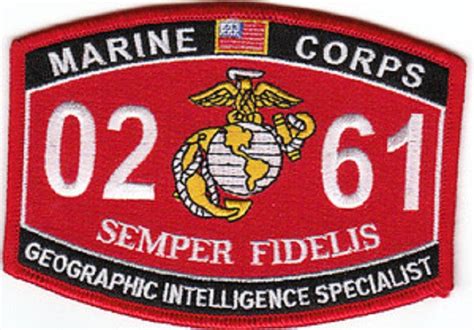 0261 Geographic Intelligence Specialist Usmc Mos Military Patch Semper
