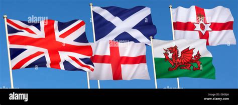 England Scotland Northern Ireland Flag British Isles Glossy Icon Set